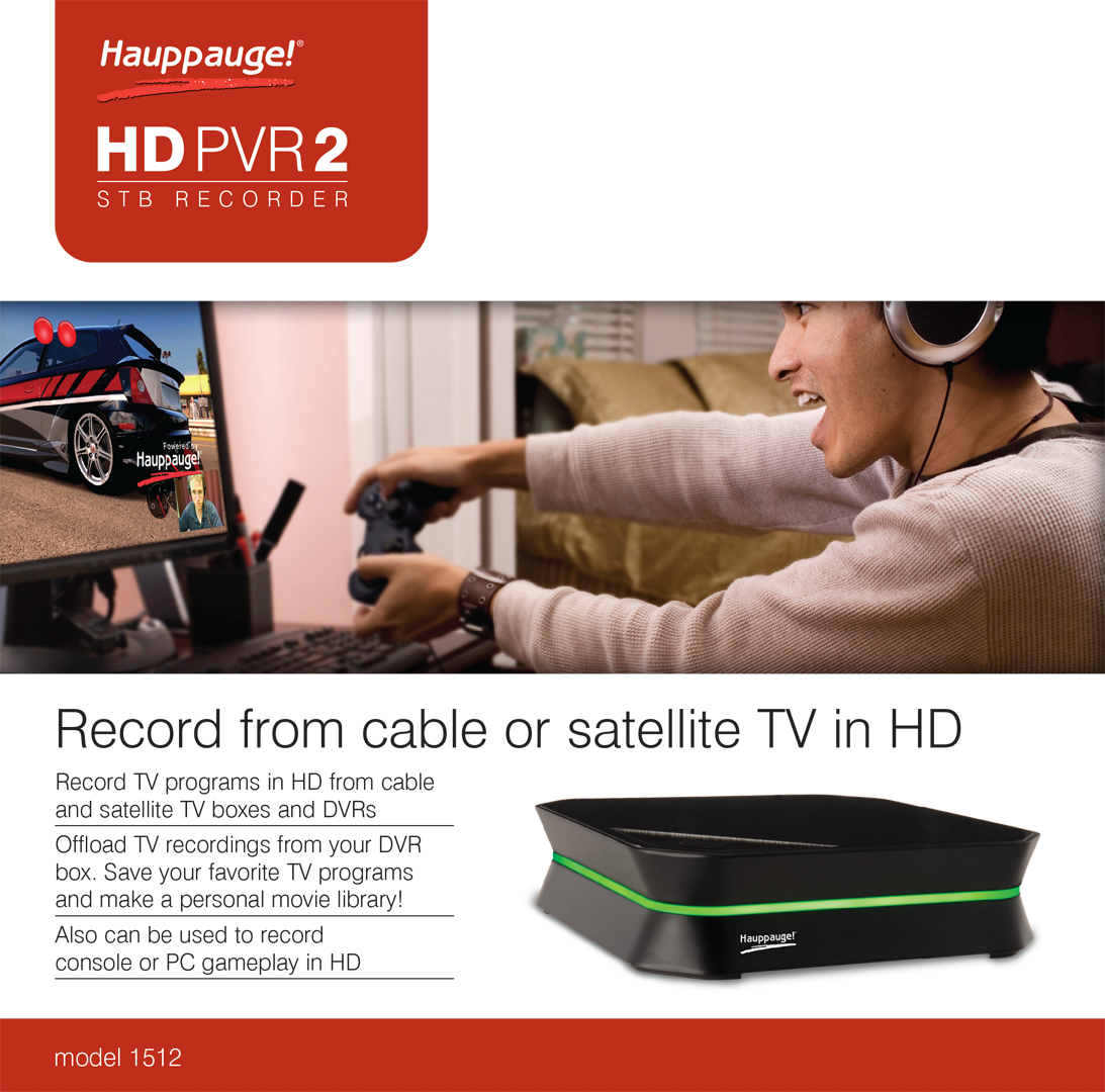 Hauppauge | HD PVR 2 model 1512 Product Description